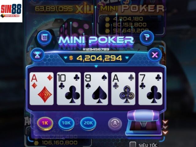 Cách trả thưởng khi chơi mini Poker sin88