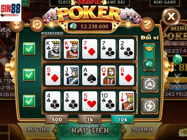 Bảng lịch sử cược mini poker sin88